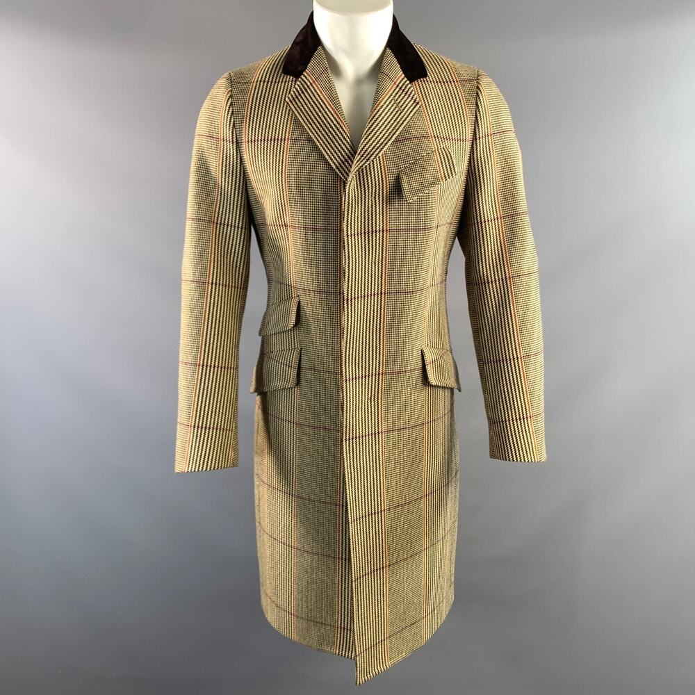 PHINEAS COLE Size 38 Brown Tan Tartan Wool Peacoat Coat